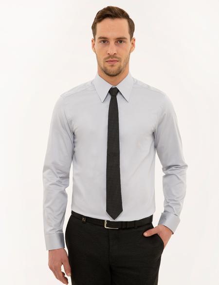 Gri Slim Fit Uzun Kollu Gömlek - 50223124049