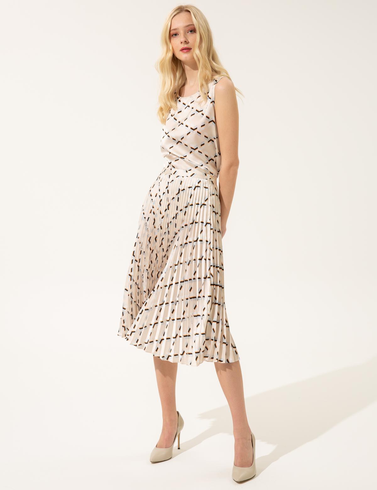 Bej Pileli Etek - 50249573012