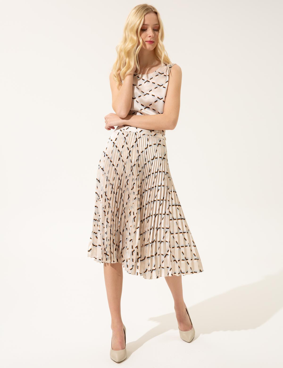 Bej Pileli Etek - 50249573012