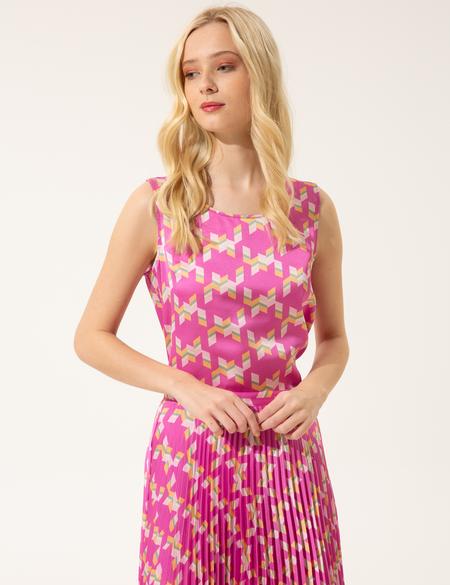 Menekşe Saten Kolsuz Bluz - 50247881003