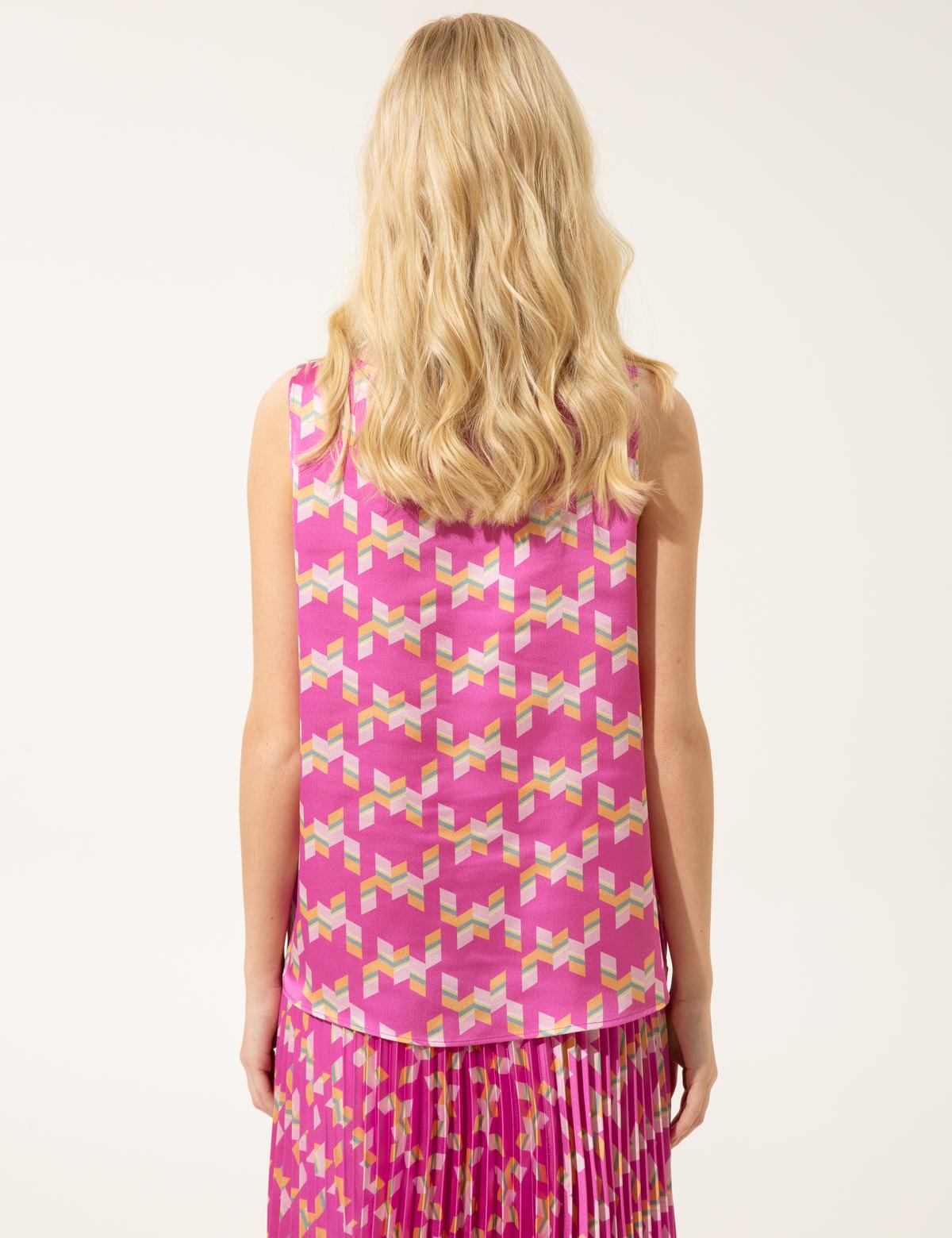 Menekşe Saten Kolsuz Bluz - 50247881003