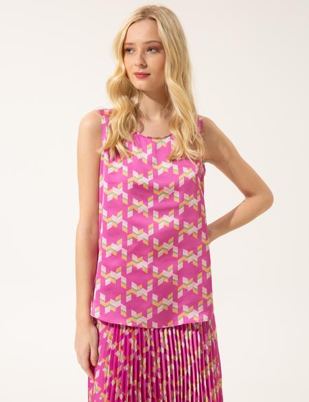 Menekşe Saten Kolsuz Bluz - 50247881003