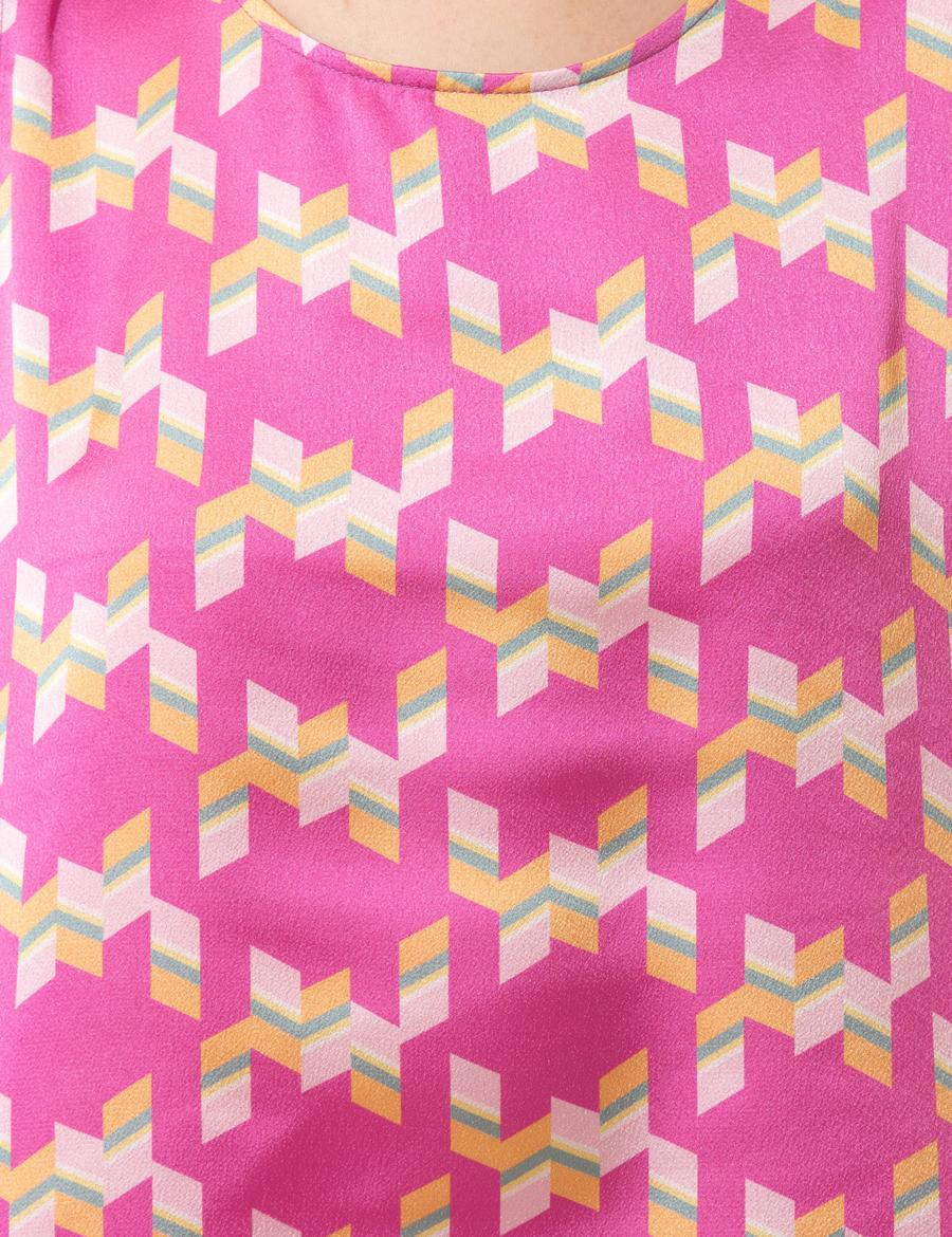 Menekşe Saten Kolsuz Bluz