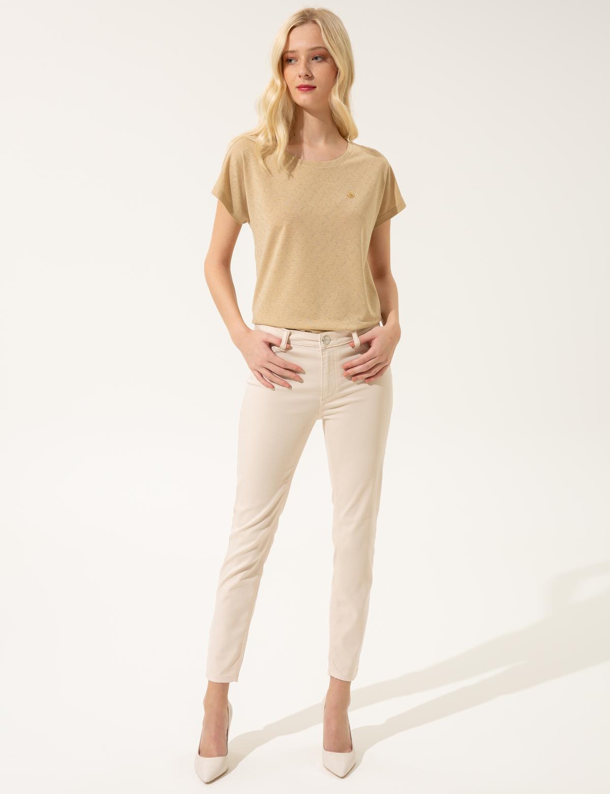 Bej Comfort Fit Tişört - 50246274053