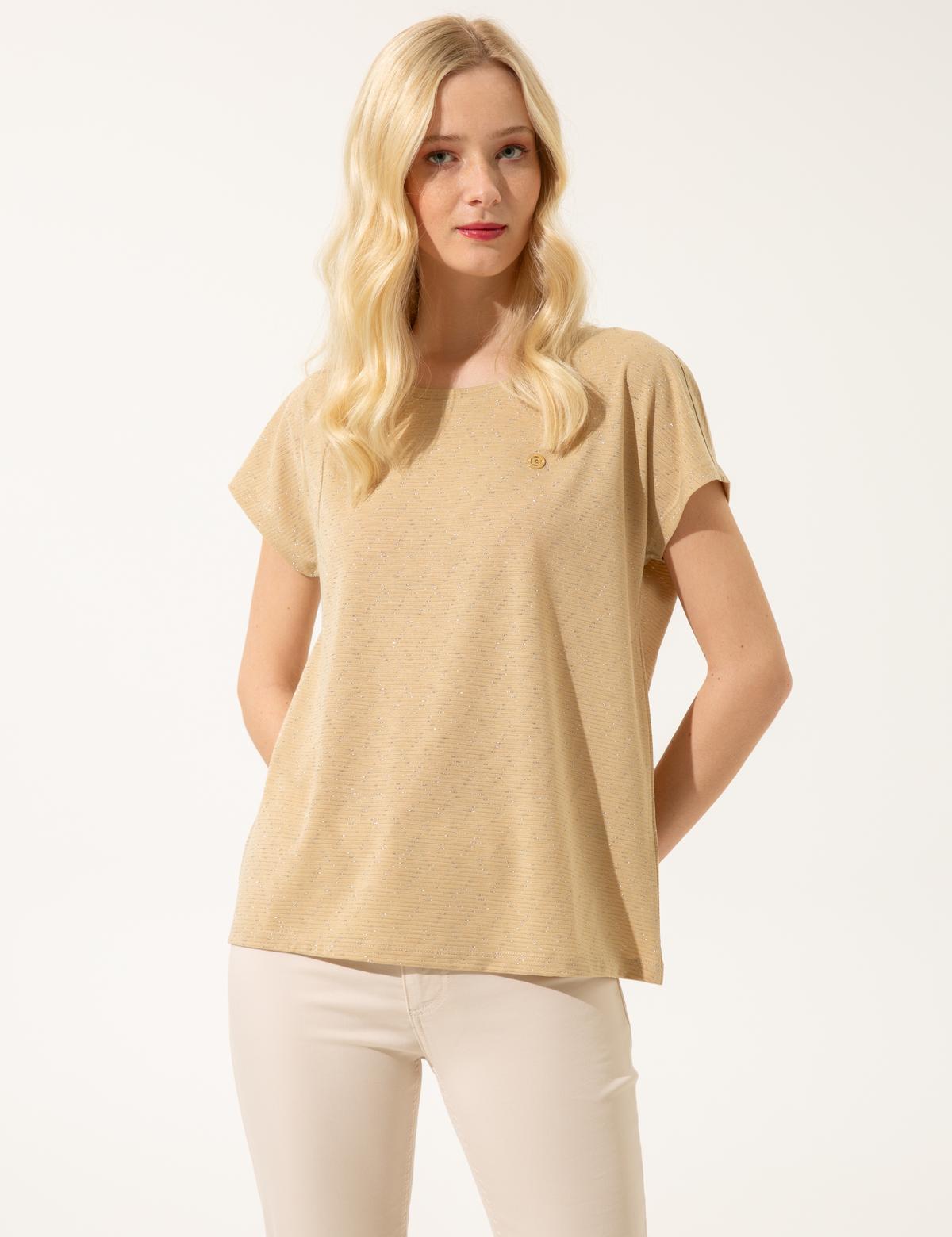 Bej Comfort Fit Tişört - 50246274053