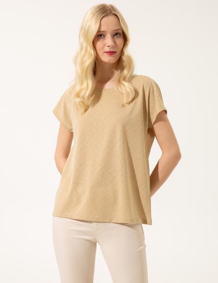 Bej Comfort Fit Tişört - 50246274053