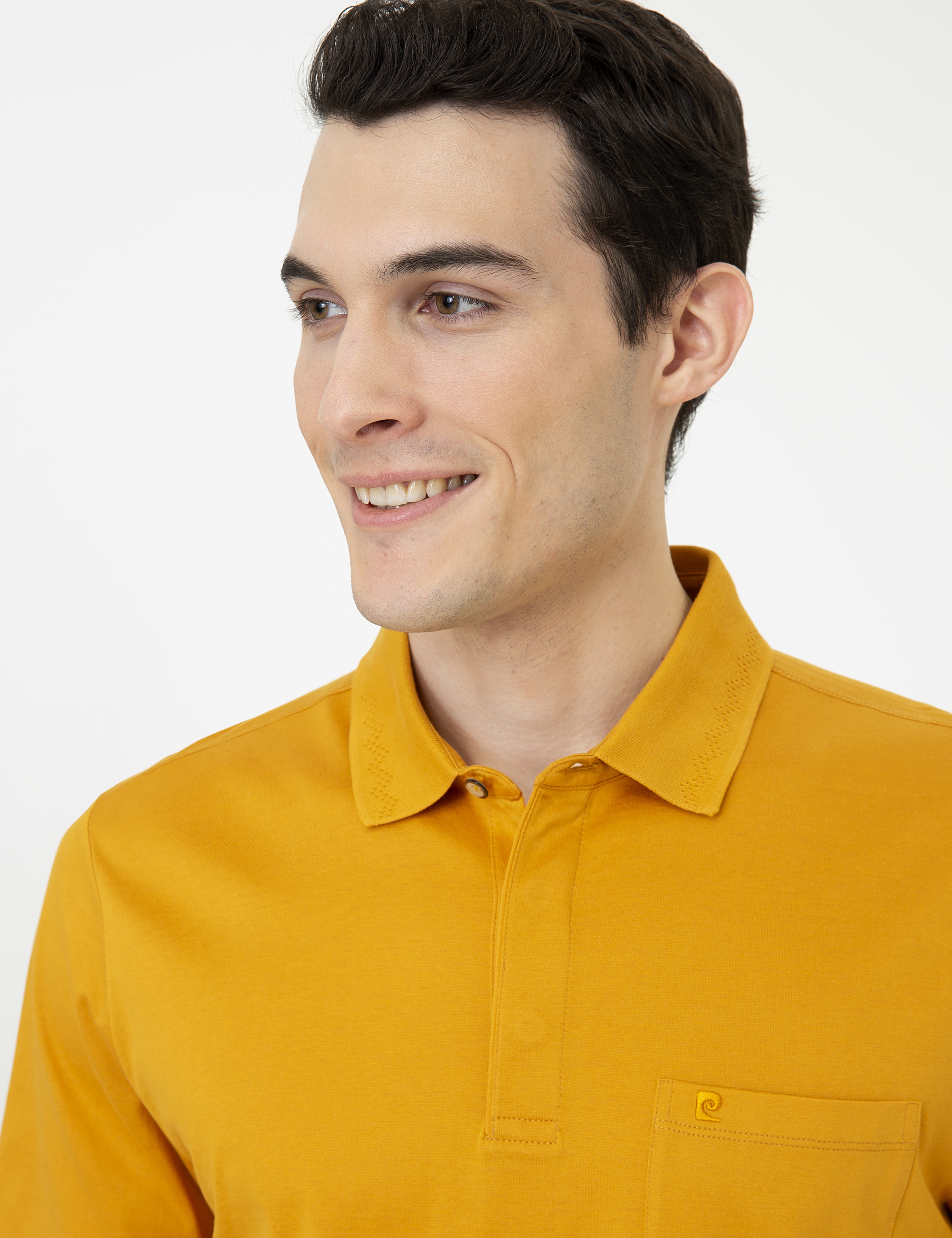 Sarı Regular Fit Polo Yaka Merserize Tişört - Image 2