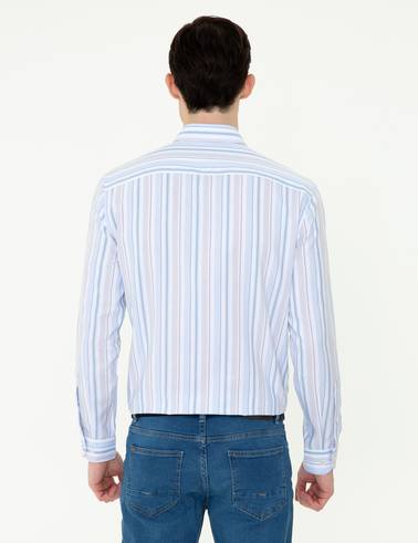 Açık Mavi Slim Fit Uzun Kollu Gömlek