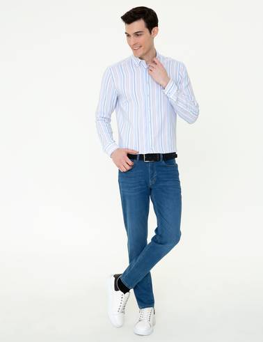 Açık Mavi Slim Fit Uzun Kollu Gömlek