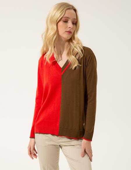 Turuncu Regular Fit V Yaka Kazak - 50244892017