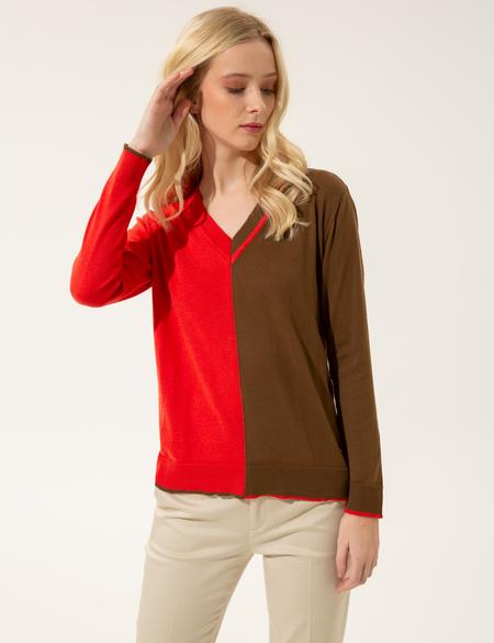 Turuncu Regular Fit V Yaka Kazak - 50244892017