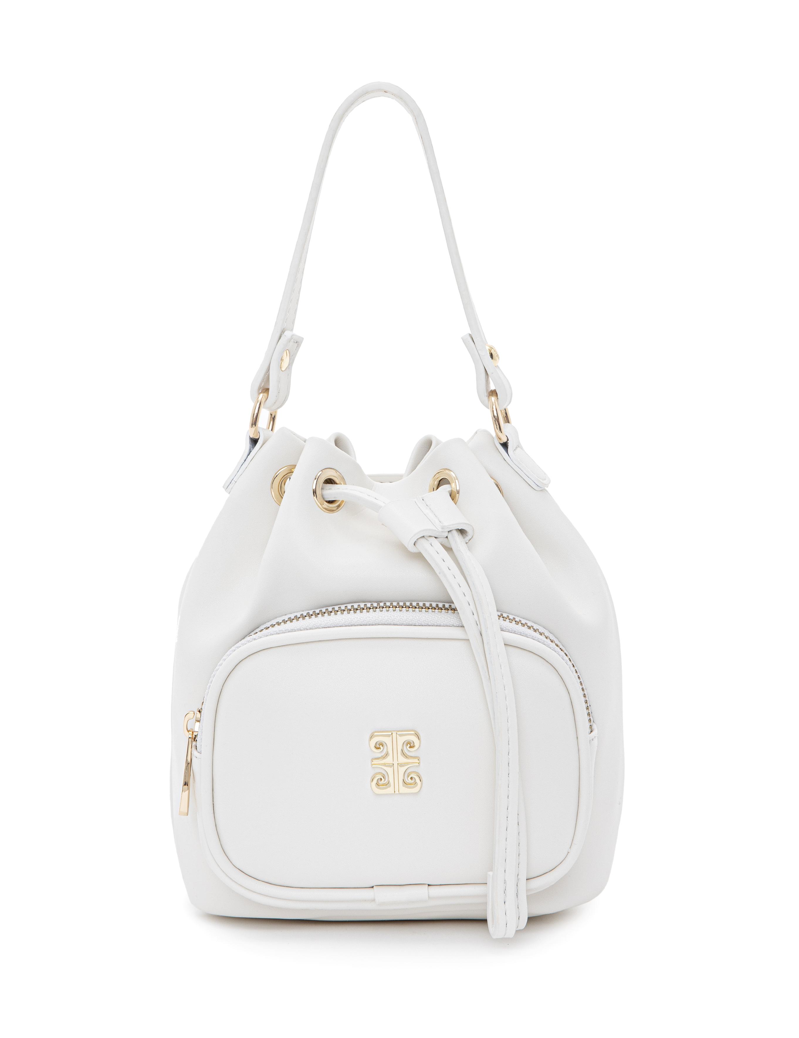 Beyaz Büzgülü Çanta