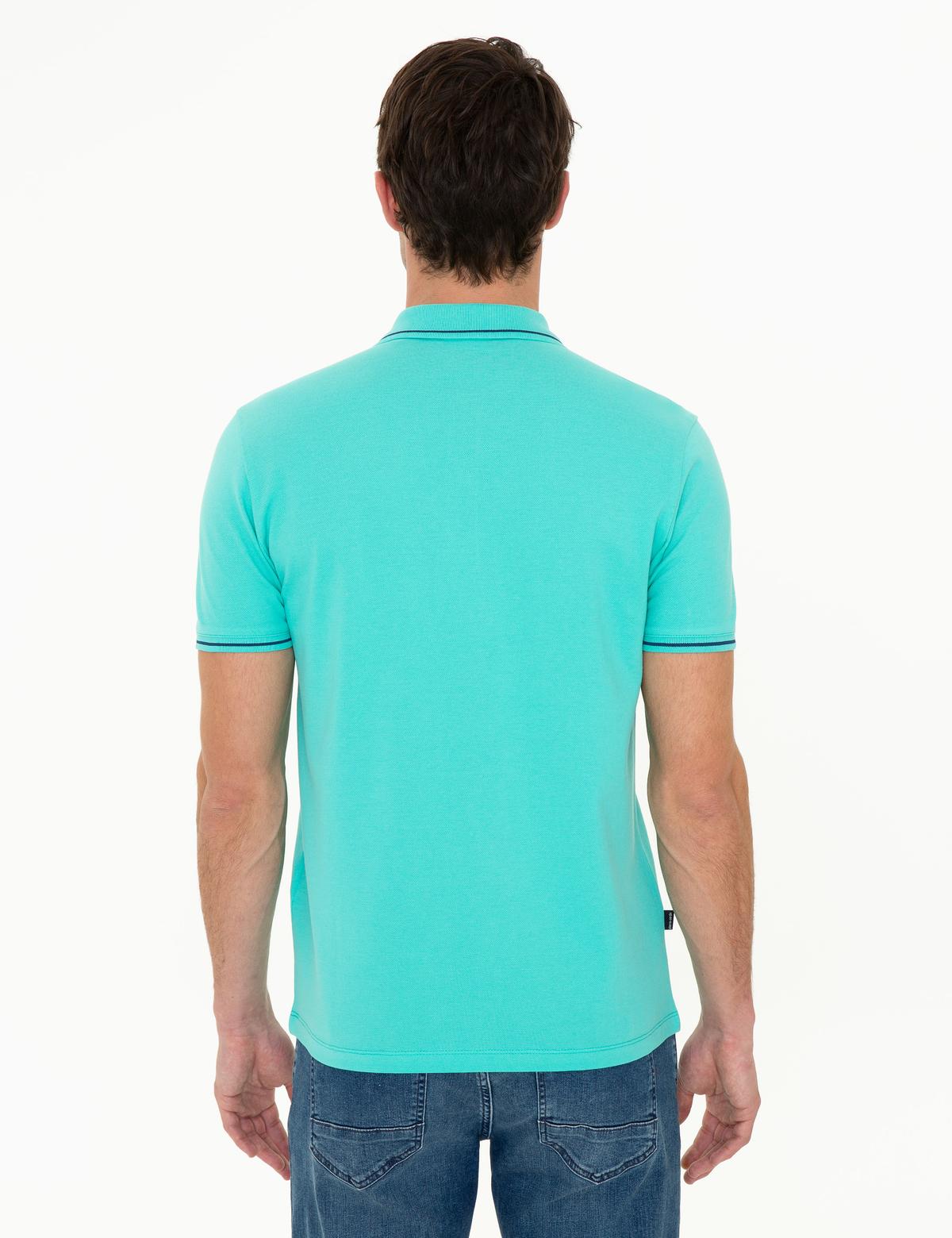 Mint Yeşili Slim Fit Polo Yaka Basic Tişört - 50252448068