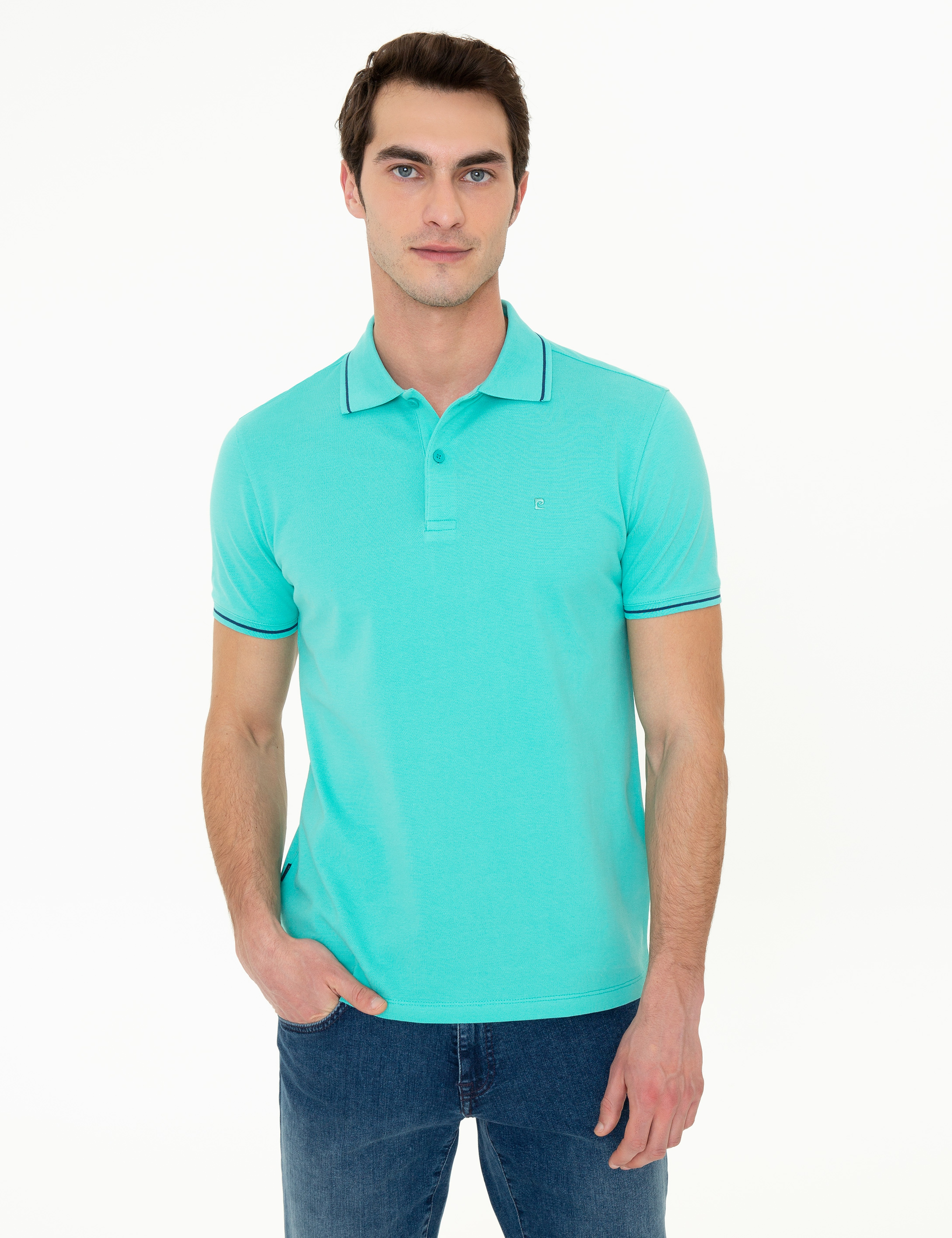 Mint Slim Fit %100 Pamuk Polo Yaka Basic Tişört
