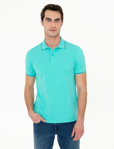 Mint Slim Fit %100 Pamuk Polo Yaka Basic Tişört