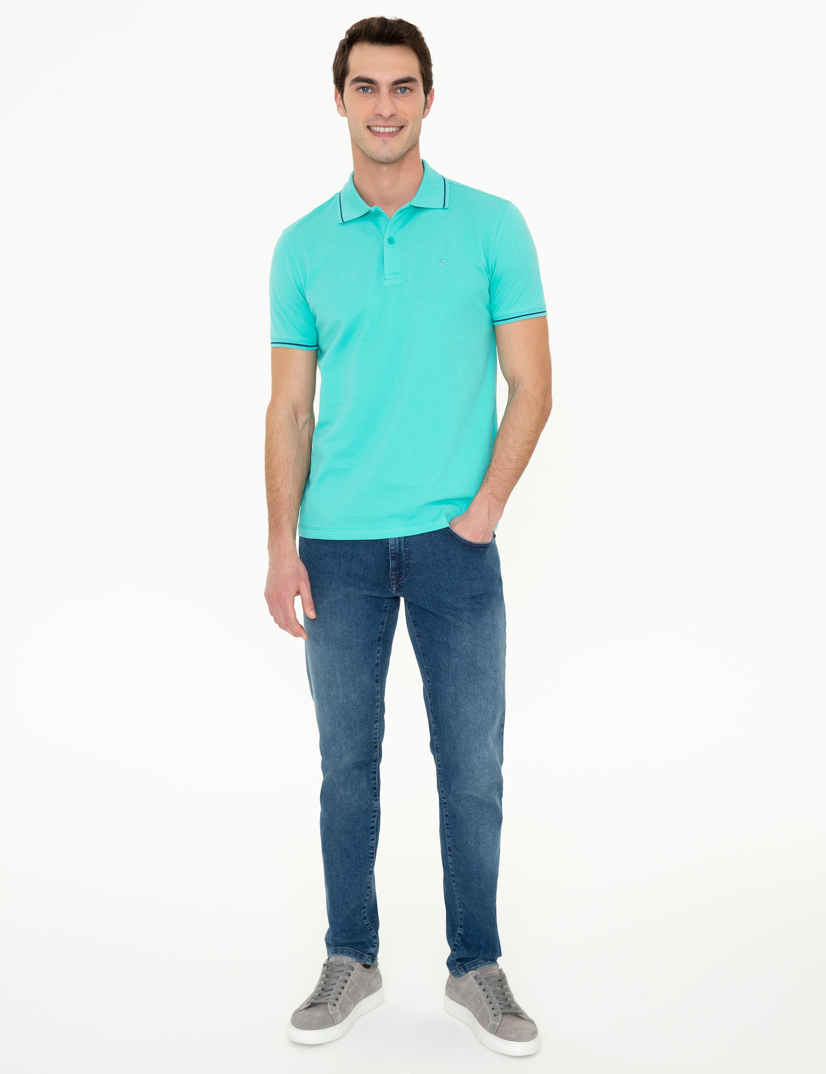 Mint Yeşili Slim Fit Polo Yaka Basic Tişört