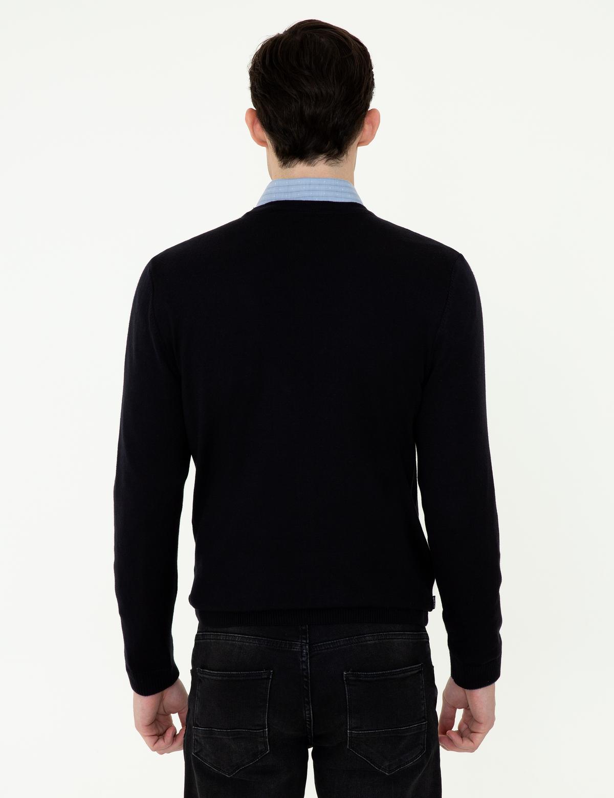 Lacivert Slim Fit Basic Düğmeli Triko Hırka - 50248549027