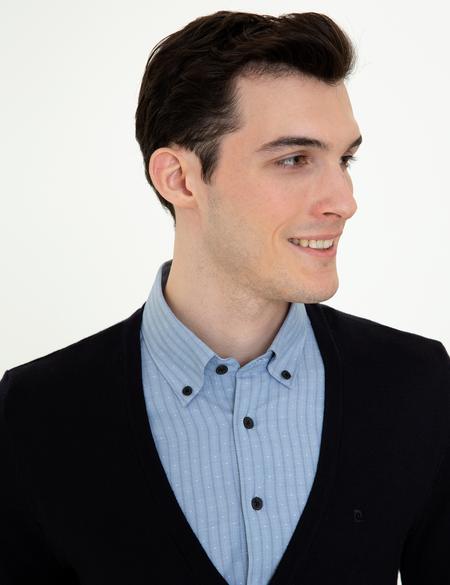 Lacivert Slim Fit Basic Düğmeli Triko Hırka - 50248549027