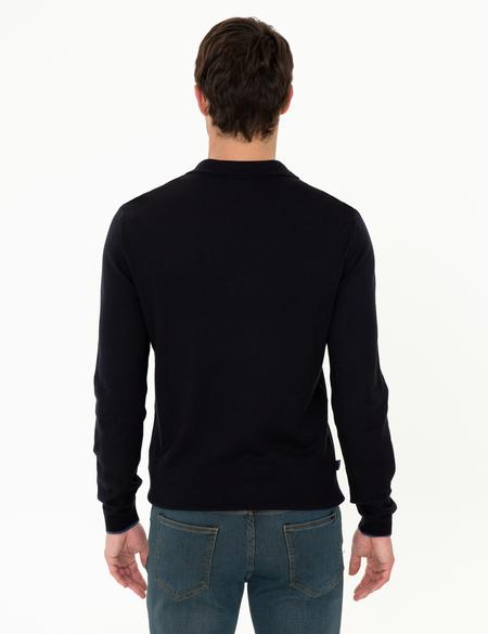 Lacivert Slim Fit Polo Yaka Basic Triko Kazak - 50248550018