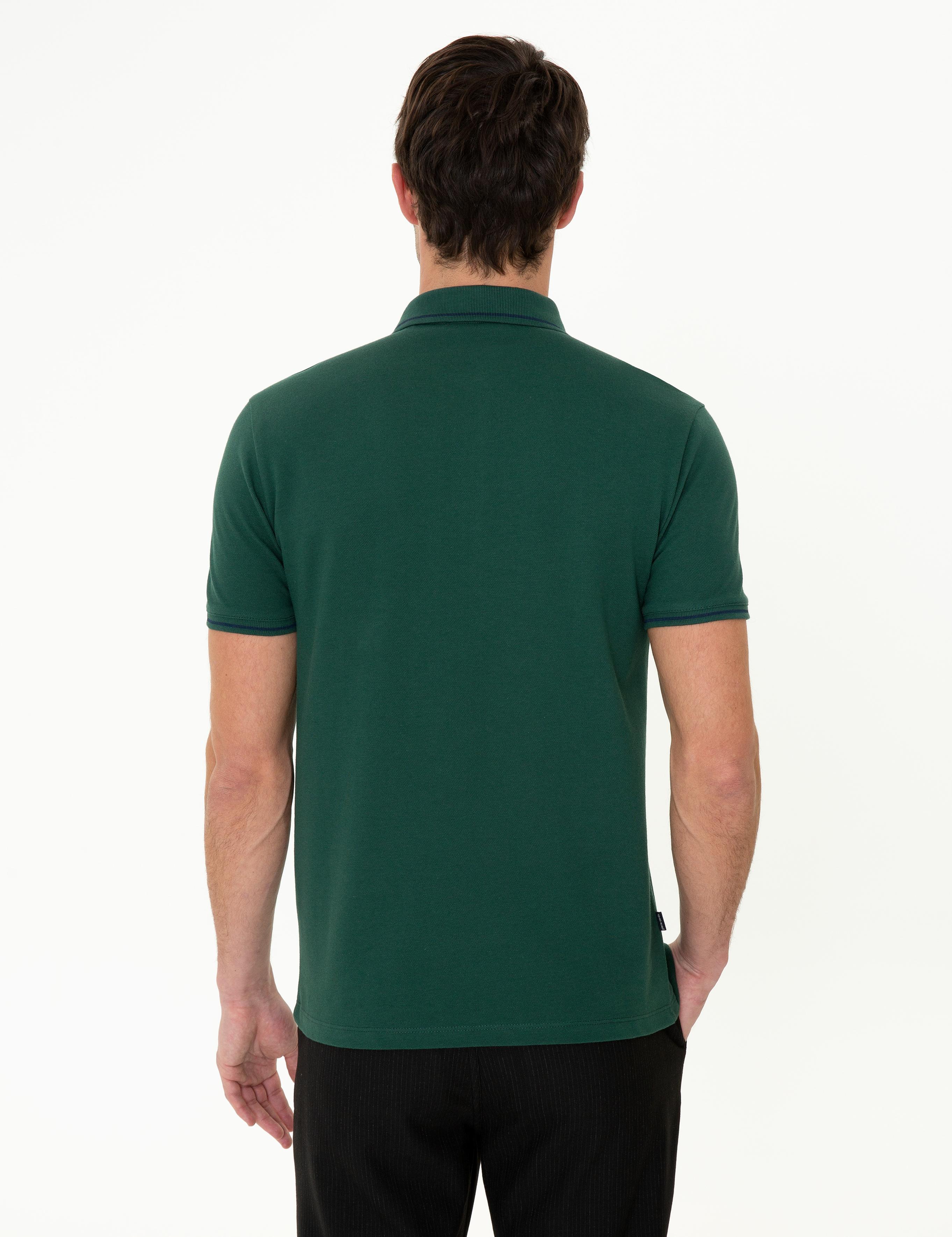 Koyu Yeşil Slim Fit Polo Yaka Basic Tişört