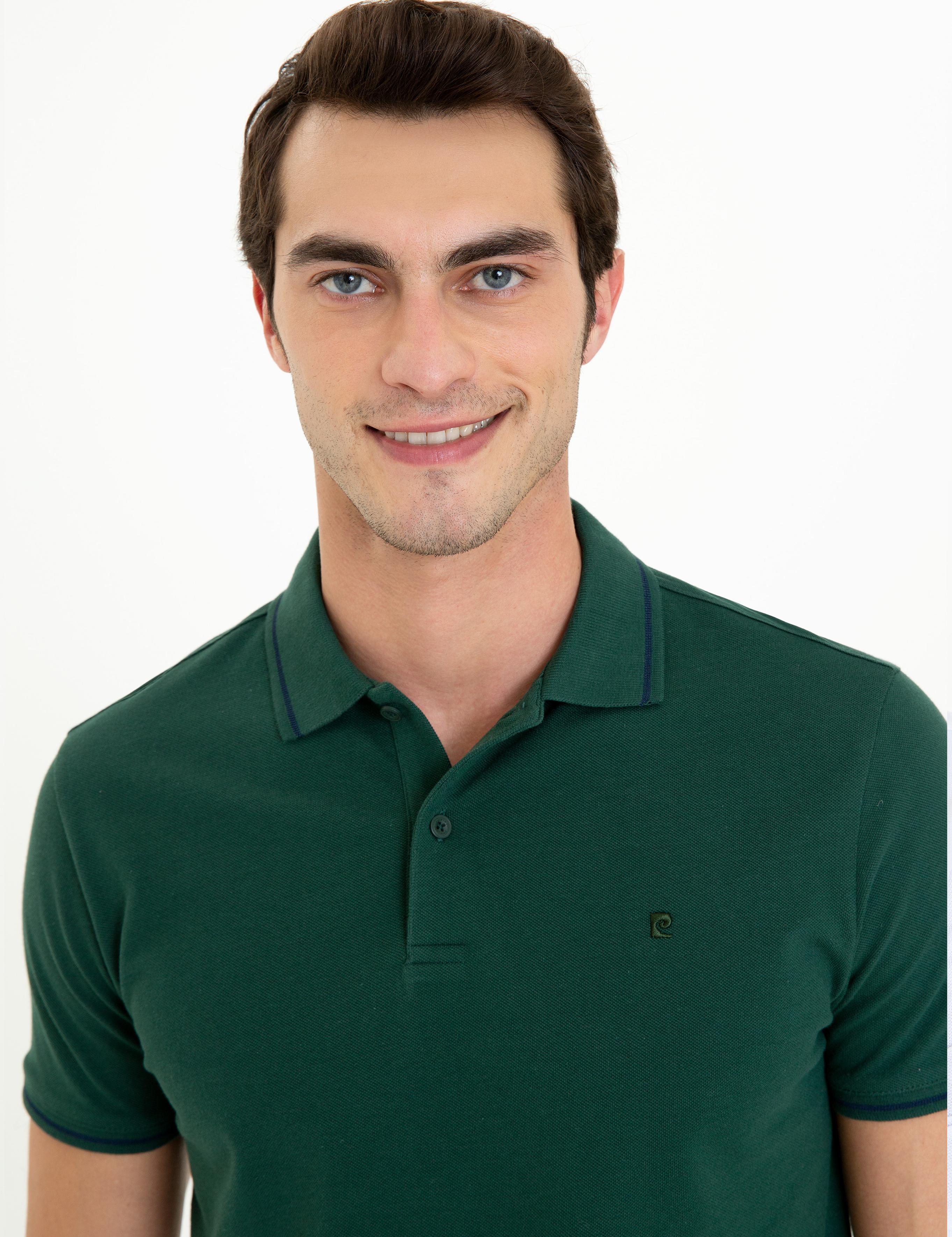 Koyu Yeşil Slim Fit Polo Yaka Basic Tişört