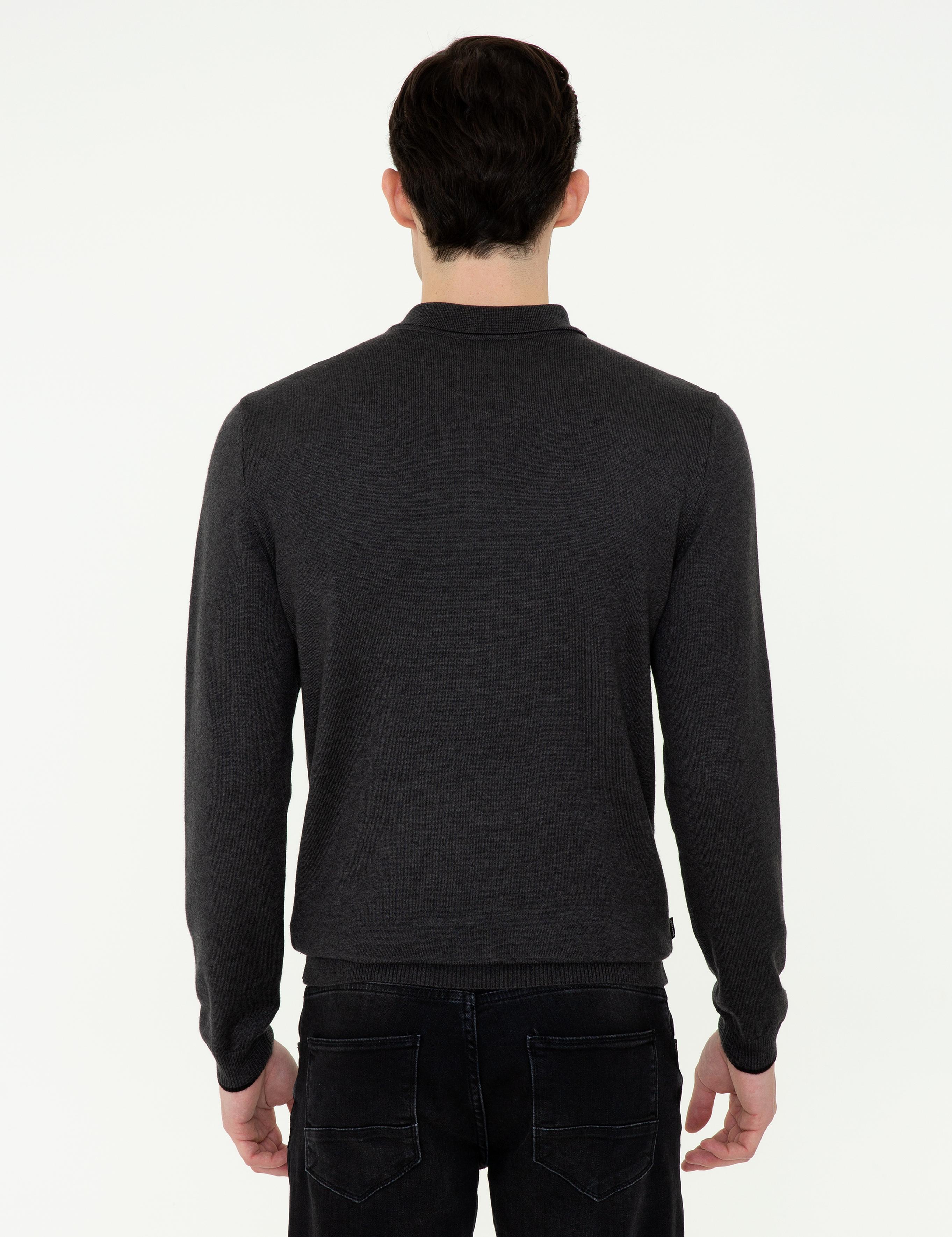 Antrasit Melanj Slim Fit Basic Kazak