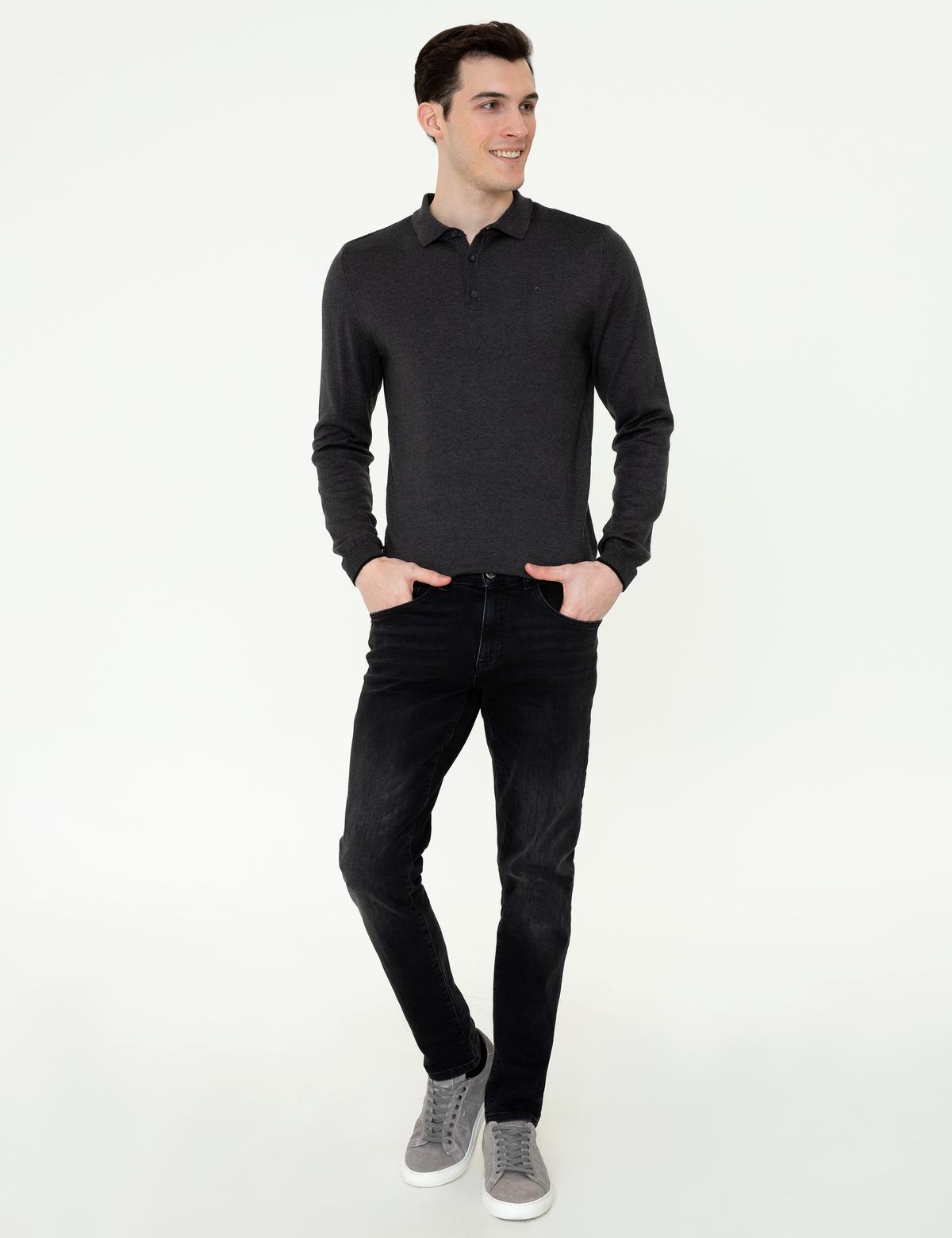 Antrasit Melanj Slim Fit Basic Kazak - 50248550046