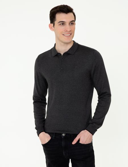 Antrasit Melanj Slim Fit Basic Kazak - 50248550046