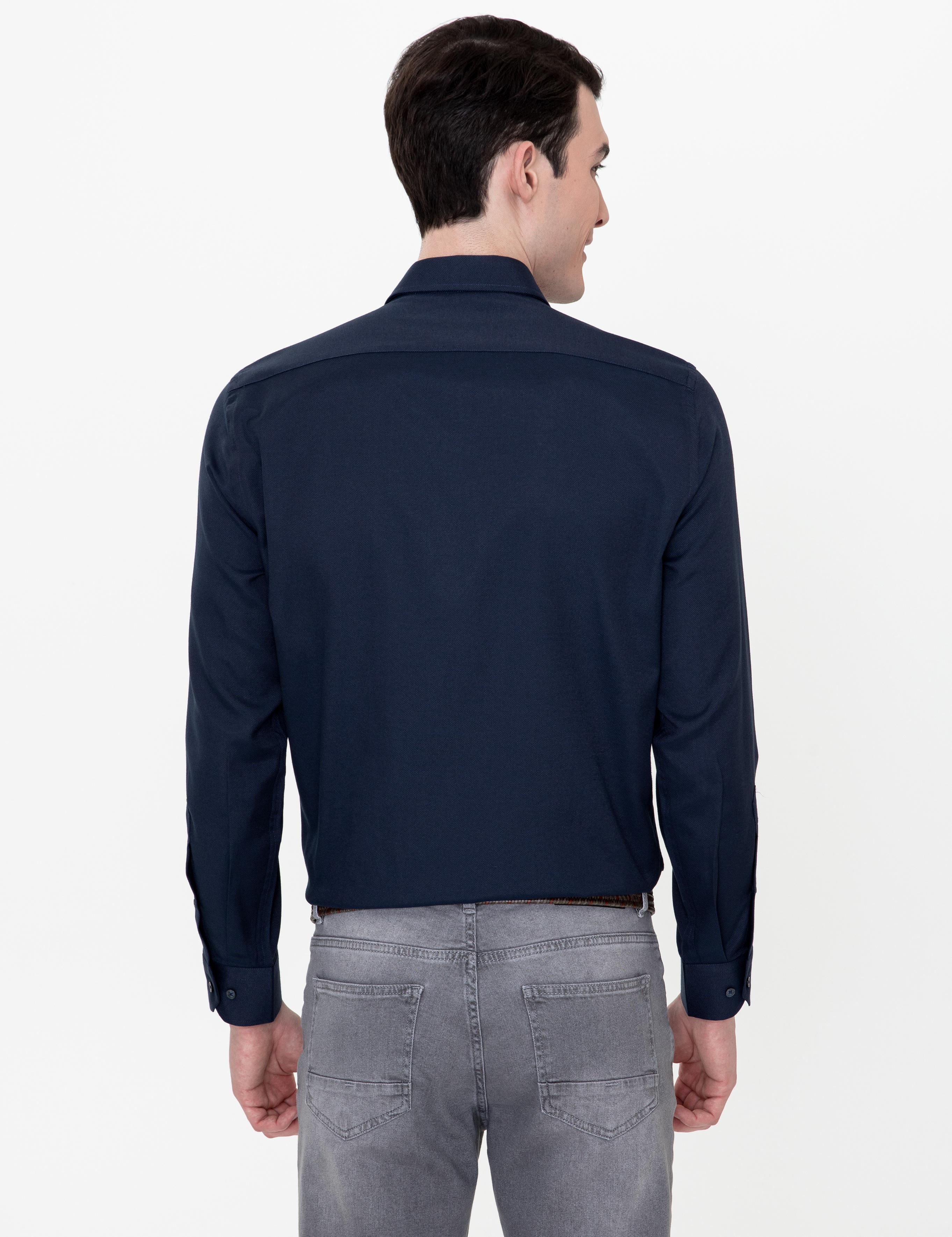 Lacivert Slim Fit Oxford Gömlek