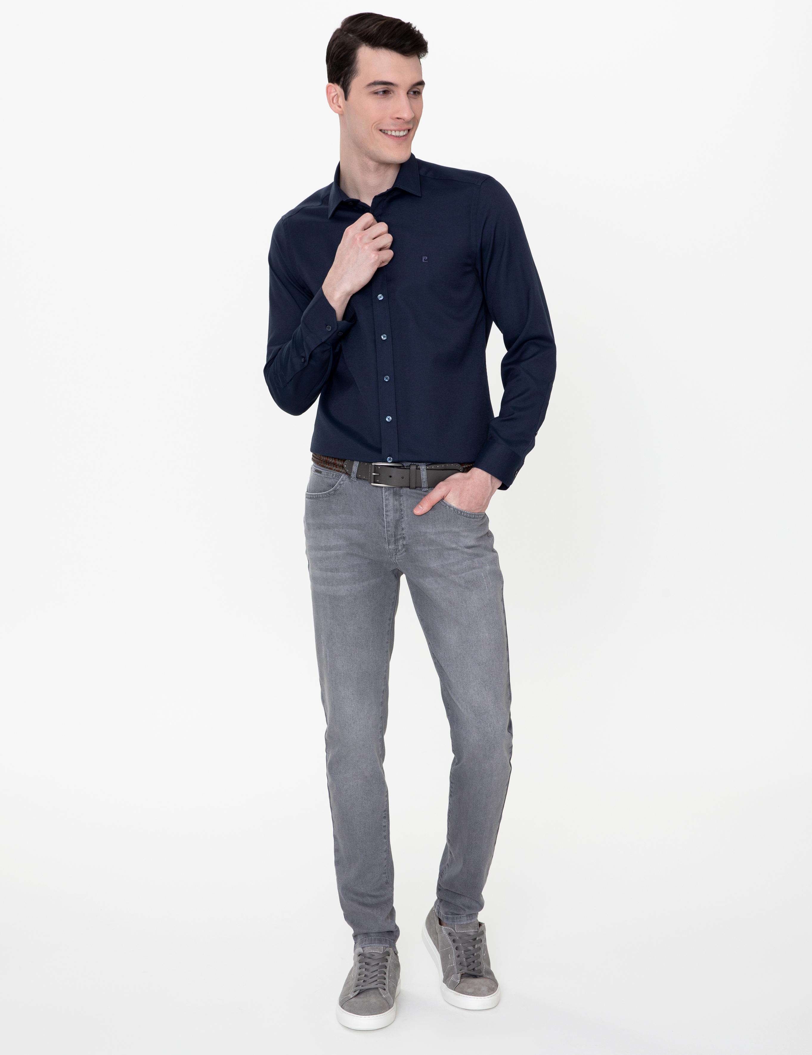 Lacivert Slim Fit Oxford Gömlek