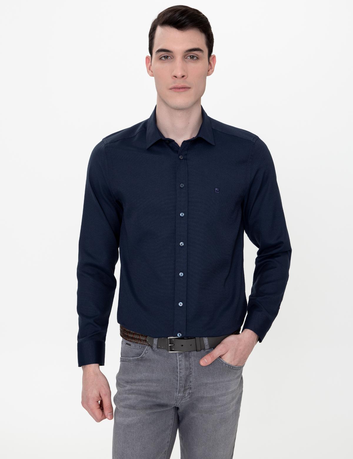 Lacivert Slim Fit Oxford Gömlek