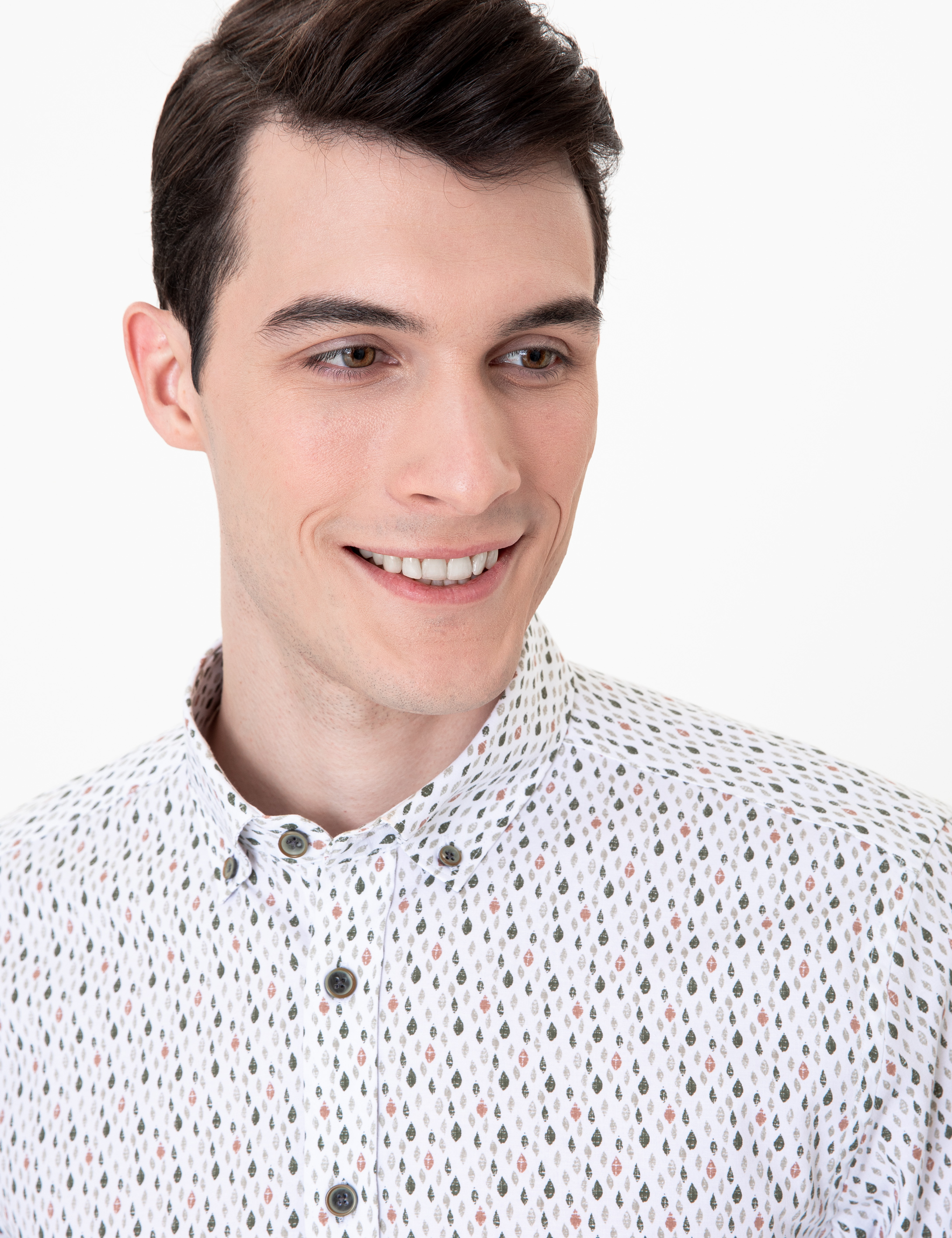 Haki Slim Fit Uzun Kollu Gömlek - Image 2