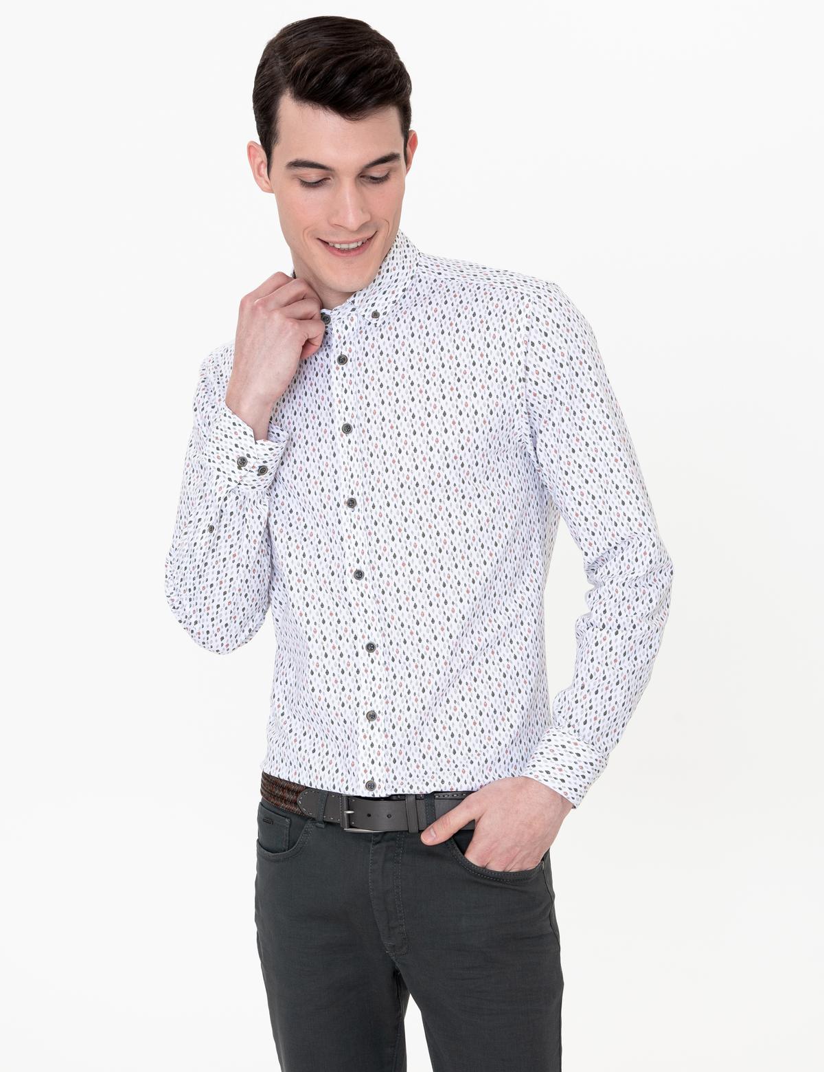 Haki Slim Fit Uzun Kollu Gömlek