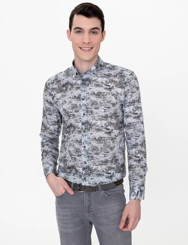 Haki Slim Fit Uzun Kollu Gömlek