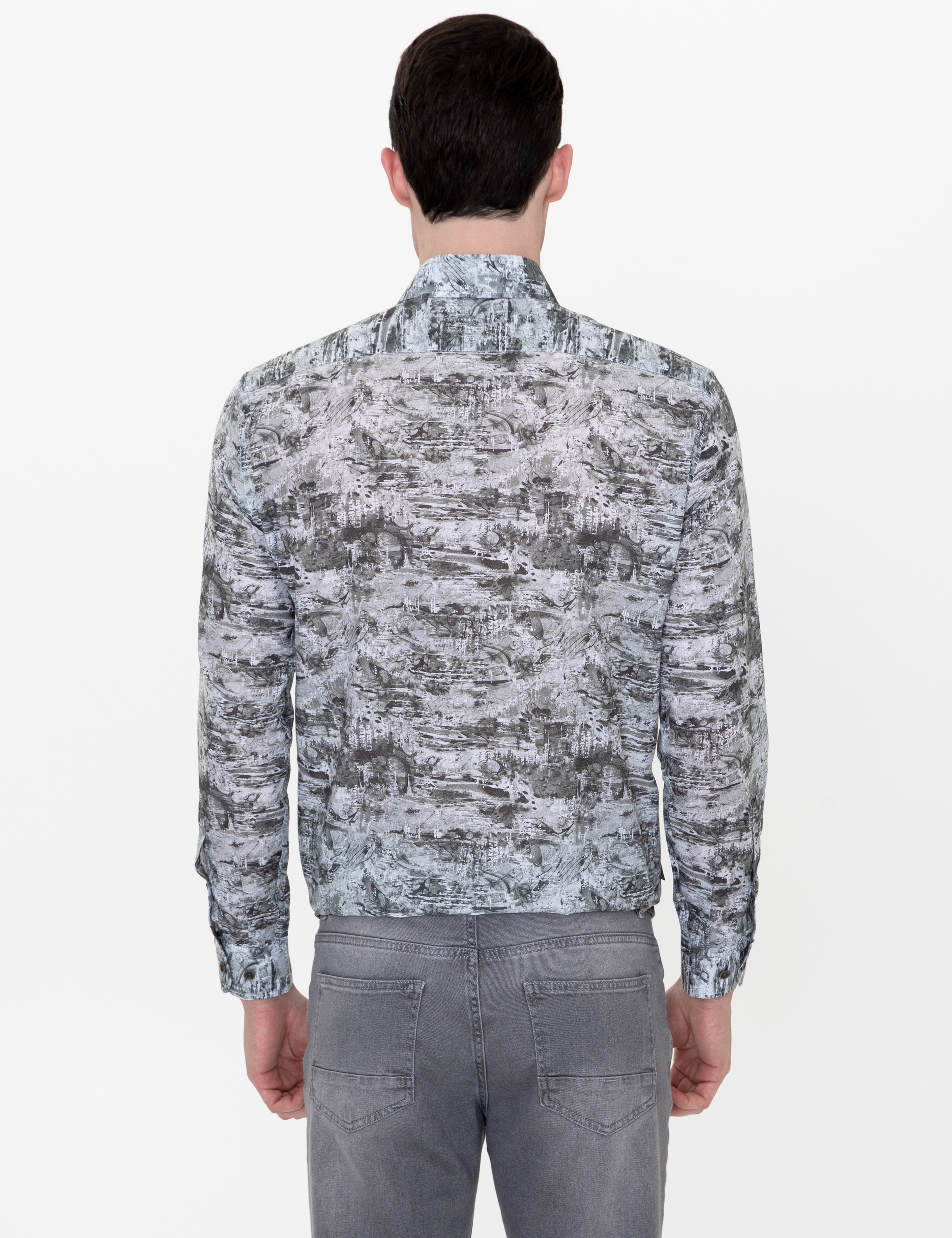 Haki Slim Fit Uzun Kollu Gömlek