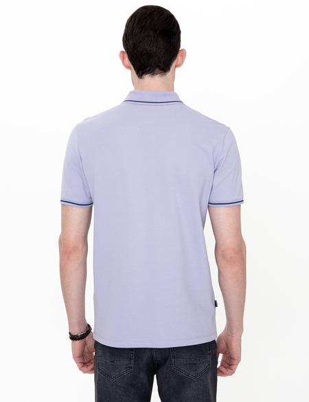 Lila Slim Fit Polo Yaka Basic Tişört - 50252448176