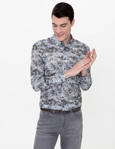 Haki Slim Fit Uzun Kollu Gömlek