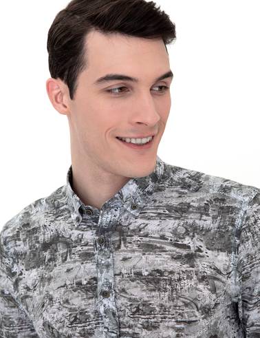 Haki Slim Fit Uzun Kollu Gömlek