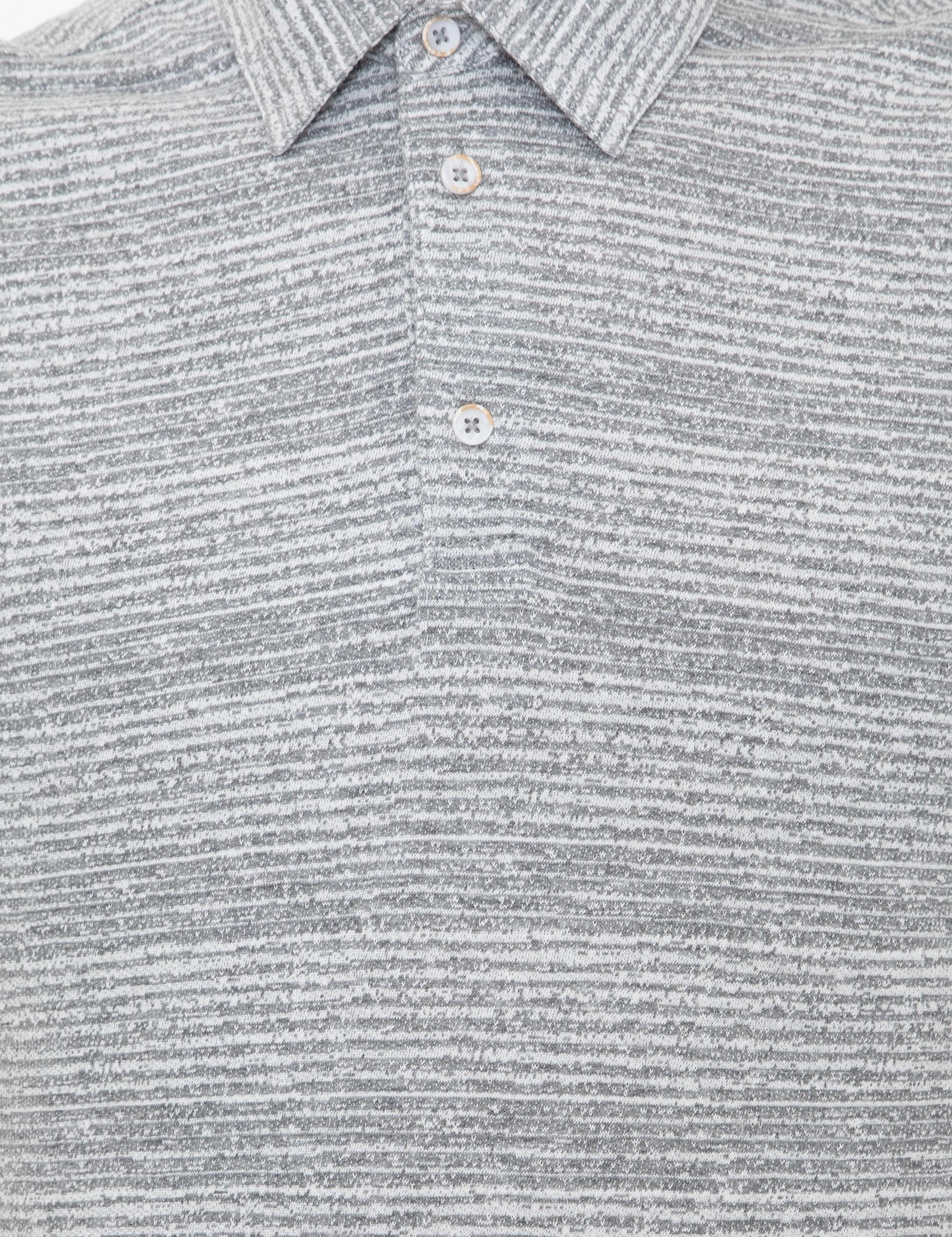 Gri Melanj Slim Fit Baskılı Polo Yaka Tişört