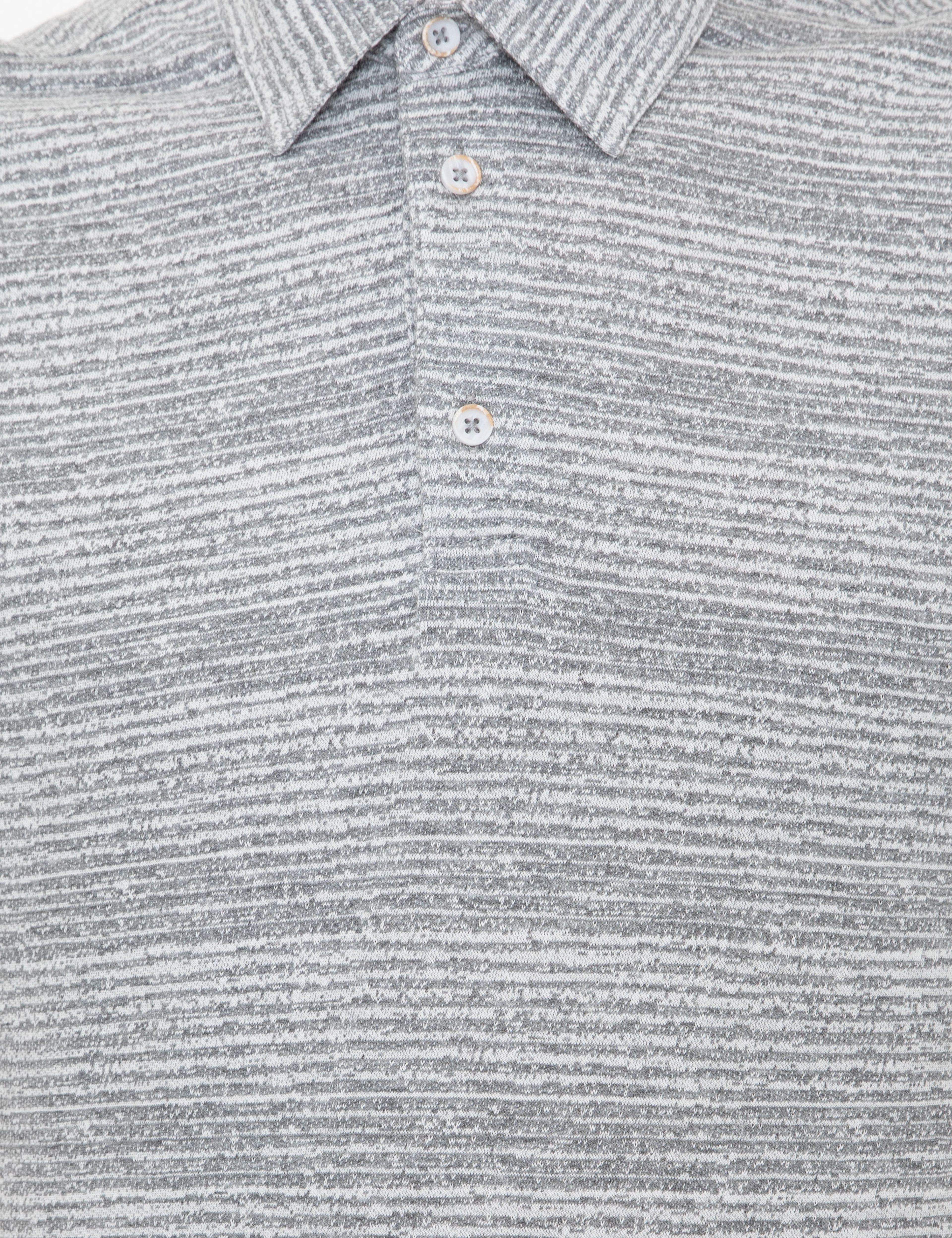 Gri Melanj Slim Fit Baskılı Polo Yaka Tişört - Image 6