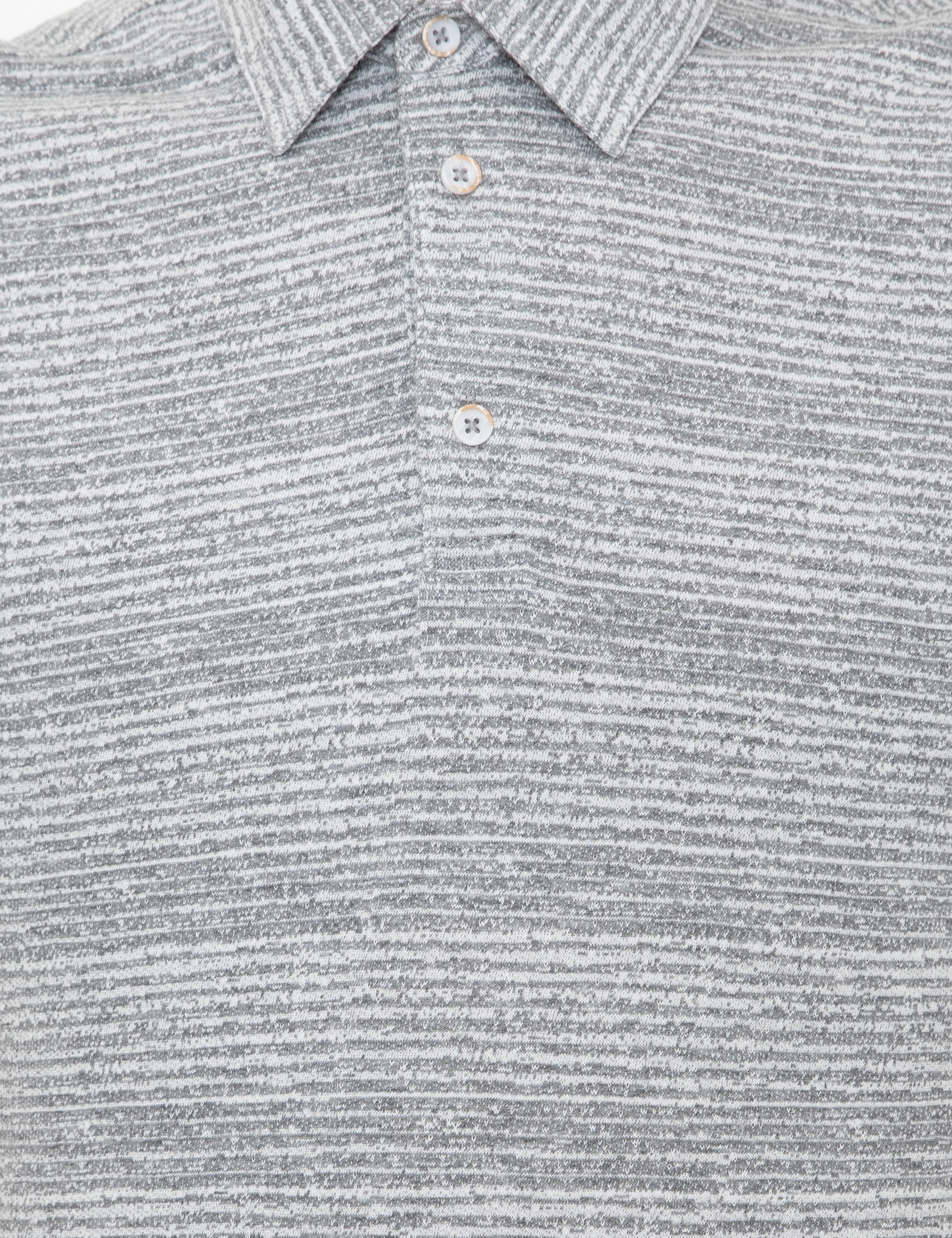 Gri Melanj Slim Fit Baskılı Polo Yaka Tişört