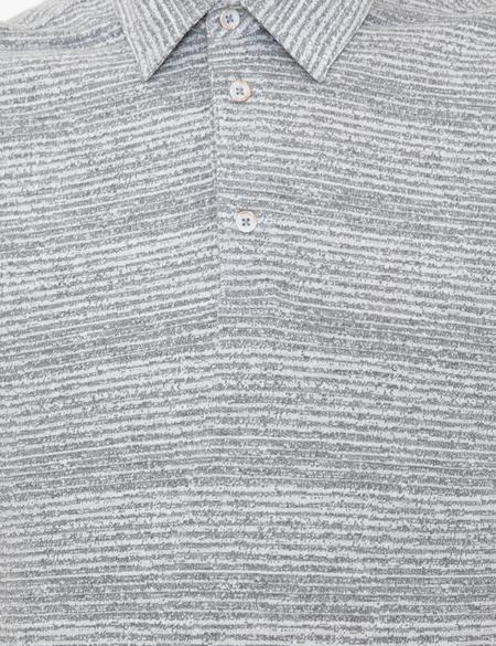 Gri Melanj Slim Fit Baskılı Polo Yaka Tişört - 50249821007