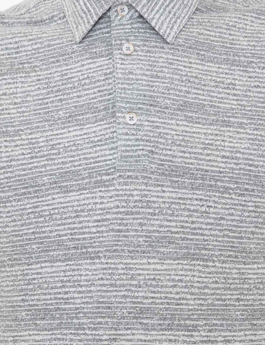 Gri Melanj Slim Fit Baskılı Polo Yaka Tişört