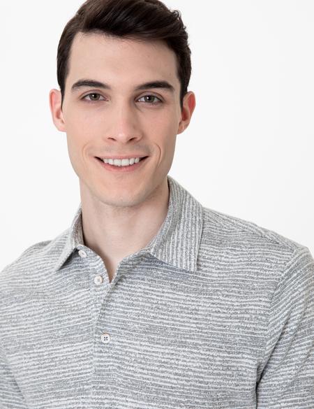 Gri Melanj Slim Fit Baskılı Polo Yaka Tişört - 50249821007