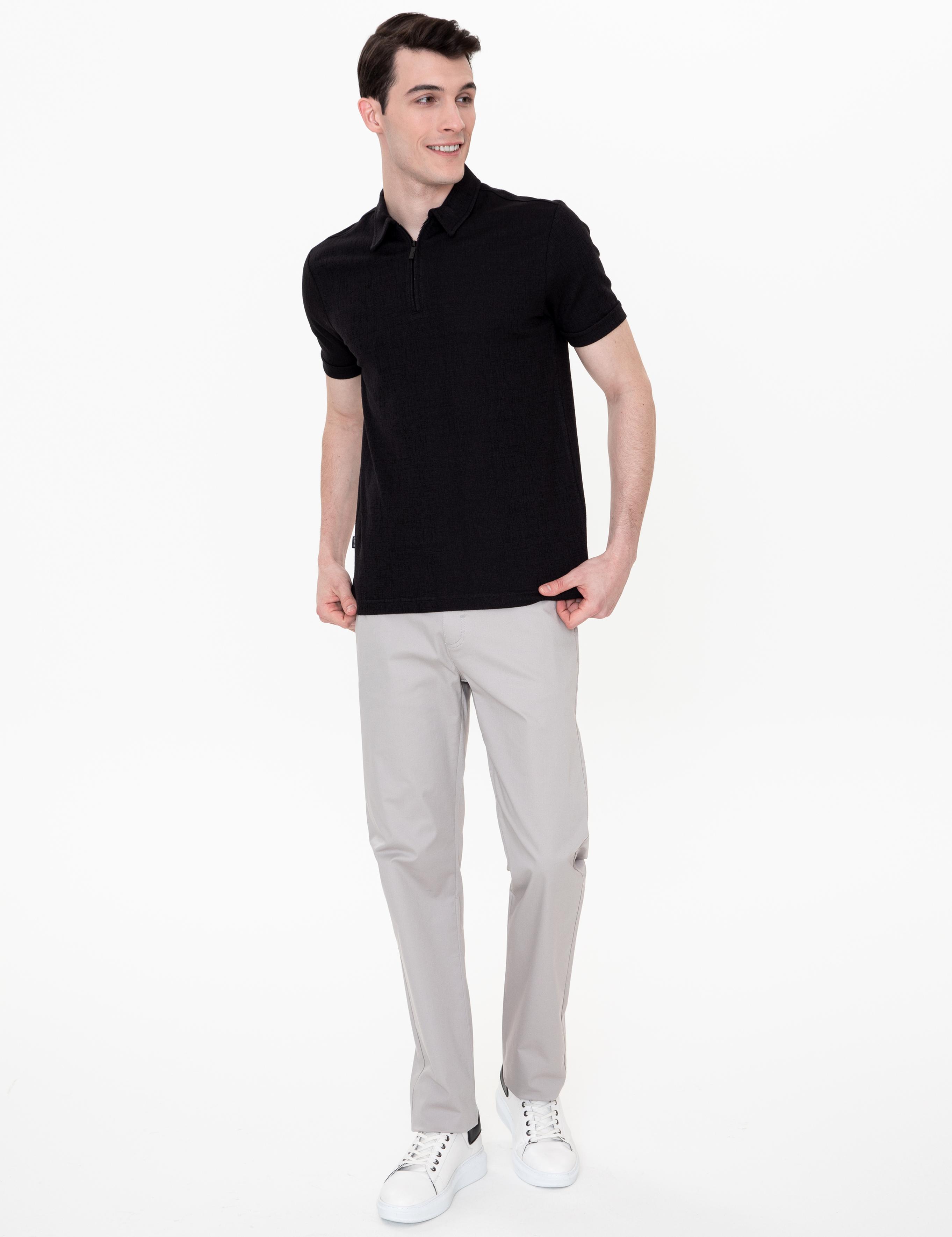 Siyah Slim Fit Polo Yaka Tişört