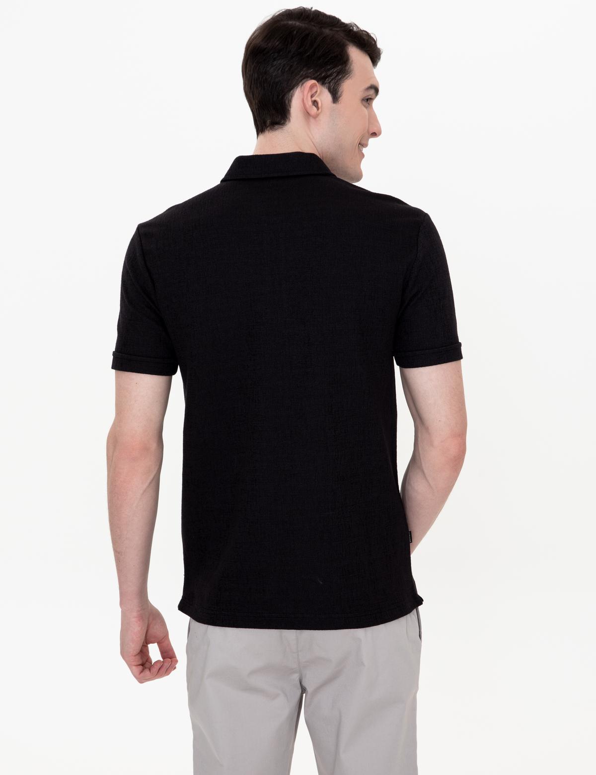 Siyah Slim Fit Polo Yaka Tişört - 50251665015