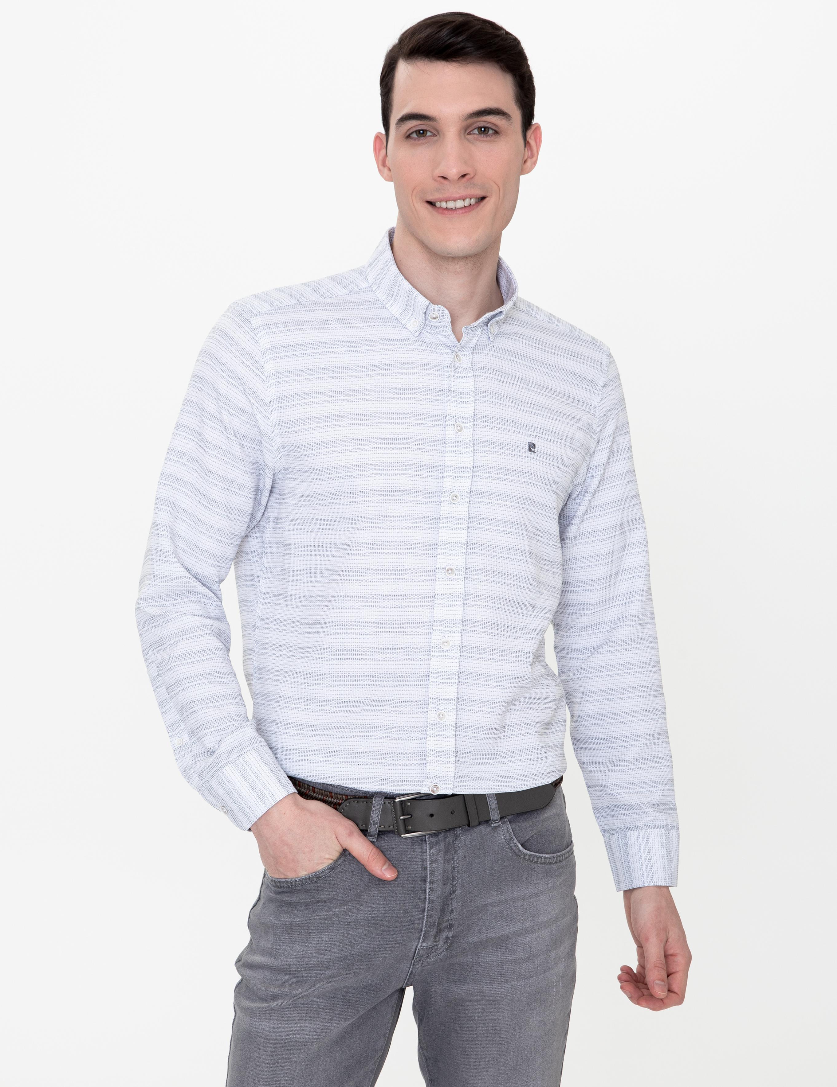 Antrasit Slim Fit Uzun Kollu Gömlek