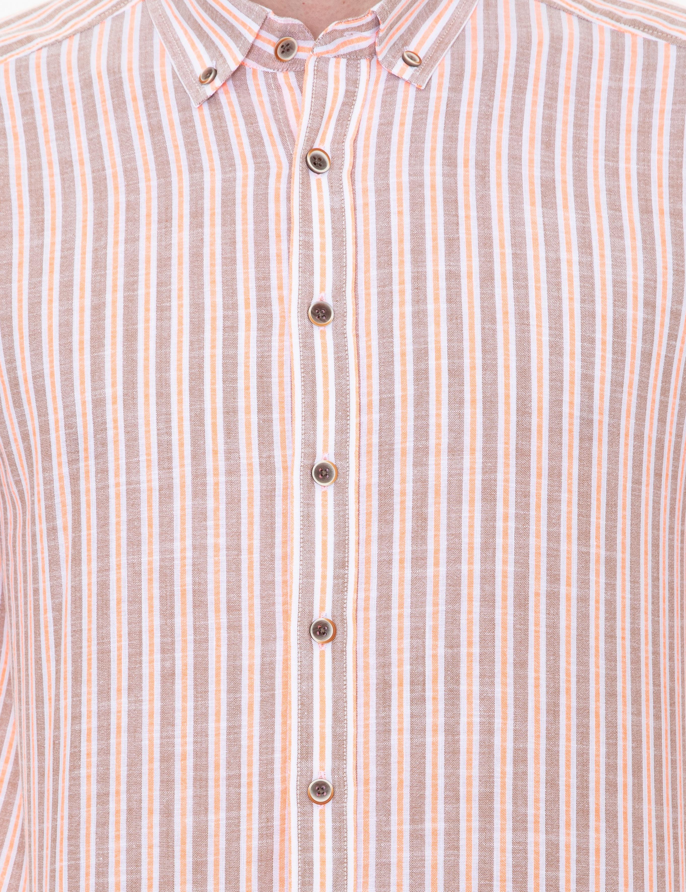 Açık Kahverengi Slim Fit Uzun Kollu Gömlek