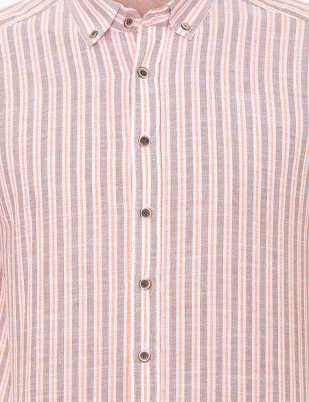Açık Kahverengi Slim Fit Uzun Kollu Gömlek - 50250522007