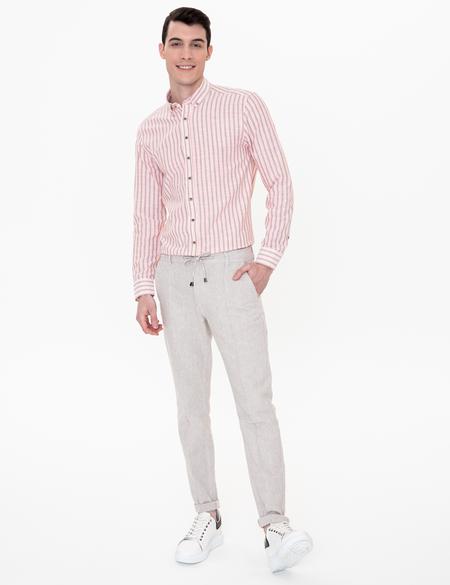 Açık Kahverengi Slim Fit Uzun Kollu Gömlek - 50250522007